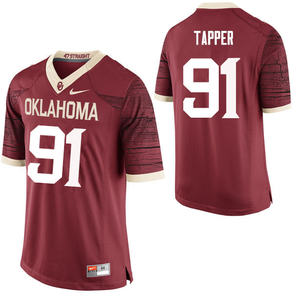 Men Oklahoma Sooners #91 Charles Tapper College Football Jerseys Limited-Crimson